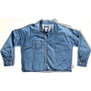 anthropologie  mo:vint  button up denim shirt size Medium M 100% cotton AS IS
